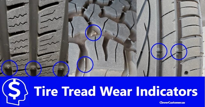 Check Tire Tread Wear Indicators when inspecting a used car